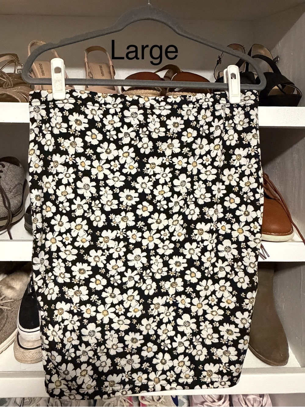 Maternity - Black Floral Pencil Skirt
